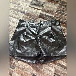 SHEIN Black Faux Leather High-Waist Shorts